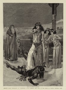 Madame Sarah Bernhardt come Cleopatra nel nuovo spettacolo di M Sardou al Teatro Porte St Martin, Parigi